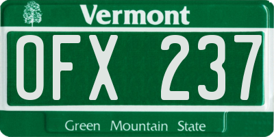 VT license plate OFX237