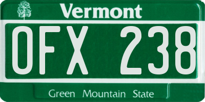 VT license plate OFX238