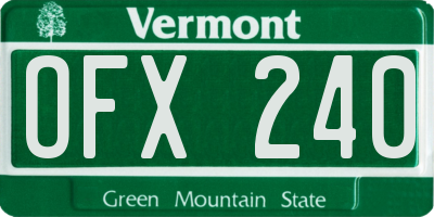 VT license plate OFX240