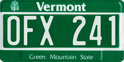 VT license plate OFX241