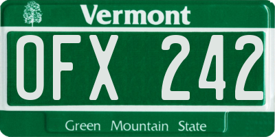 VT license plate OFX242