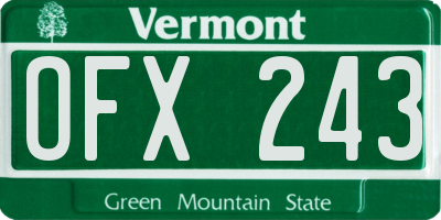 VT license plate OFX243