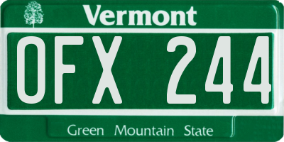 VT license plate OFX244