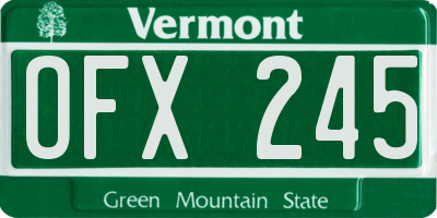 VT license plate OFX245