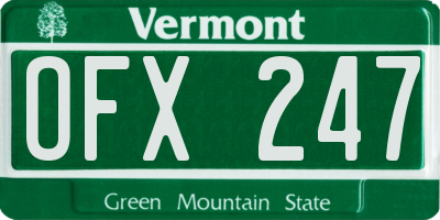 VT license plate OFX247