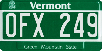 VT license plate OFX249