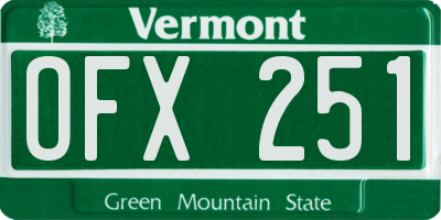VT license plate OFX251