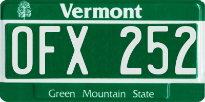 VT license plate OFX252
