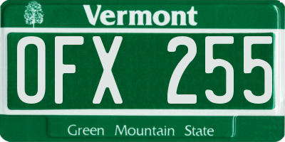VT license plate OFX255