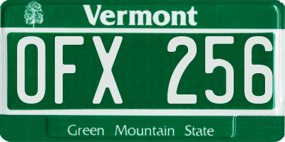 VT license plate OFX256