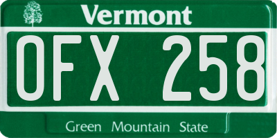 VT license plate OFX258