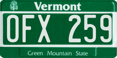 VT license plate OFX259