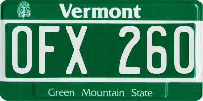 VT license plate OFX260