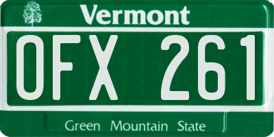 VT license plate OFX261