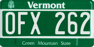VT license plate OFX262
