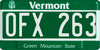 VT license plate OFX263