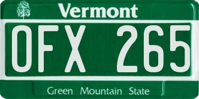 VT license plate OFX265