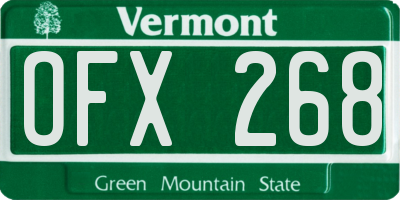 VT license plate OFX268