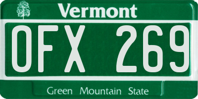 VT license plate OFX269