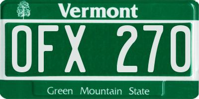 VT license plate OFX270