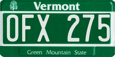 VT license plate OFX275
