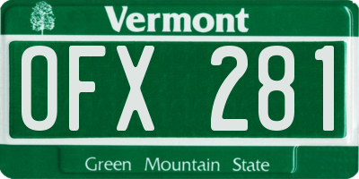 VT license plate OFX281