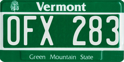 VT license plate OFX283