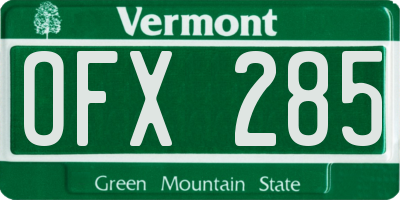 VT license plate OFX285