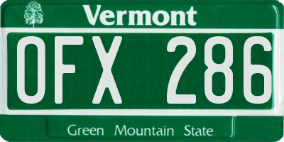 VT license plate OFX286
