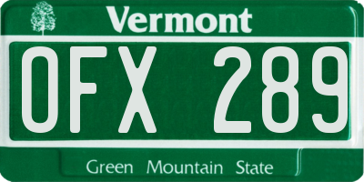 VT license plate OFX289
