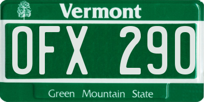 VT license plate OFX290