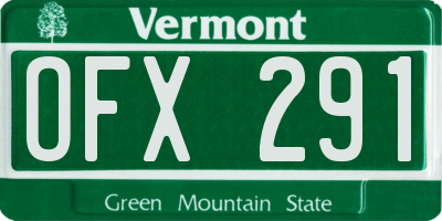 VT license plate OFX291
