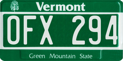 VT license plate OFX294