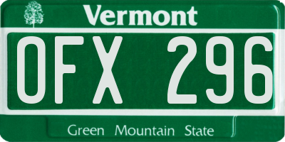 VT license plate OFX296