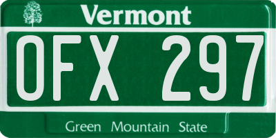 VT license plate OFX297