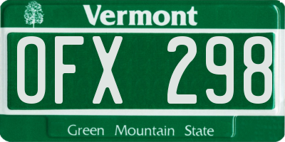 VT license plate OFX298