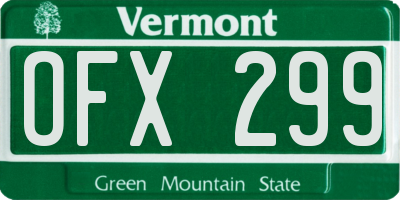 VT license plate OFX299