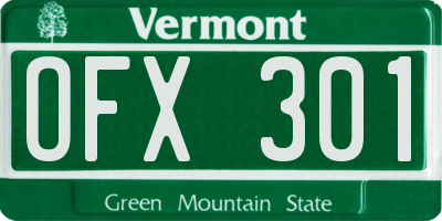 VT license plate OFX301
