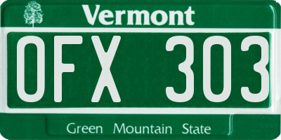 VT license plate OFX303