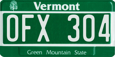 VT license plate OFX304