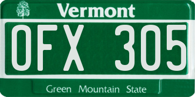 VT license plate OFX305