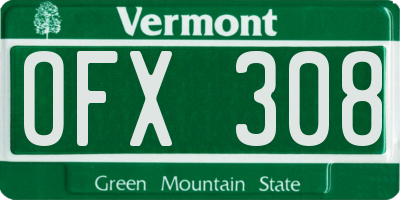 VT license plate OFX308