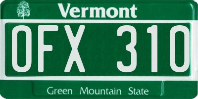 VT license plate OFX310