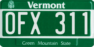 VT license plate OFX311