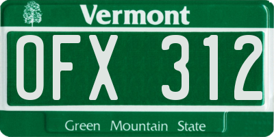 VT license plate OFX312
