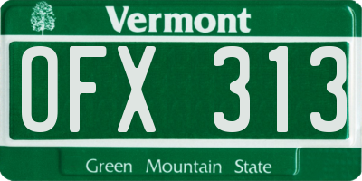 VT license plate OFX313