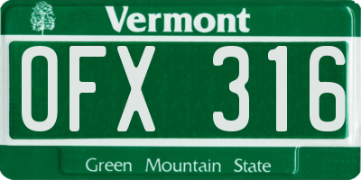 VT license plate OFX316