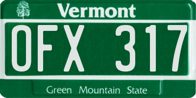 VT license plate OFX317