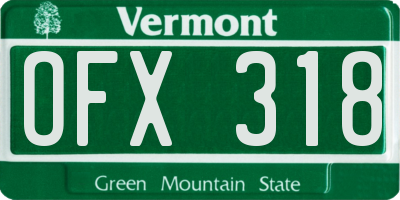 VT license plate OFX318