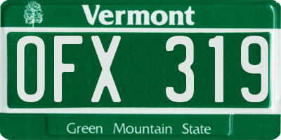 VT license plate OFX319